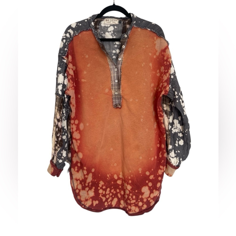 Bad Little Country Girl Orange and Gray Splatter Long Sleeve Shirt